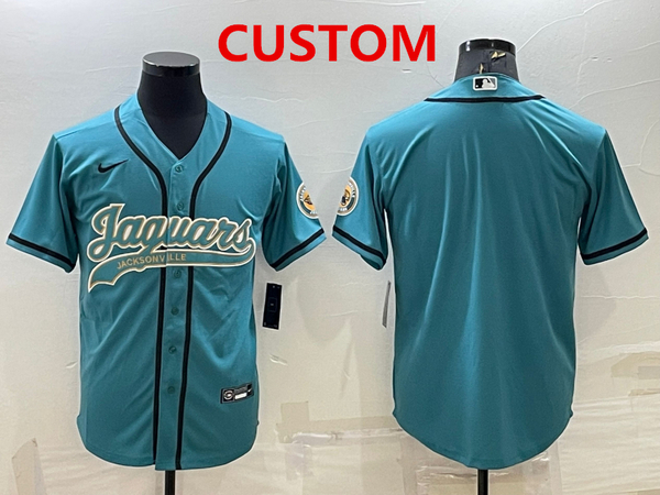 Men's Jacksonville Jaguars Custom Teal With Patch Cool Base Stitched Baseball Jersey ,We sell and wholesale Men's Jacksonville Jaguars Custom Teal With Patch Cool Base Stitched Baseball Jersey  on line form chian!